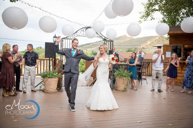 rustic wedding bride and groom grand entrance