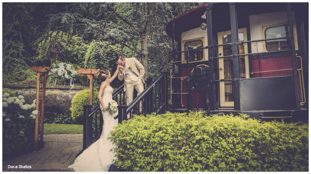 Bride and groom at rustic wedding venue Columbia Station in Phoenixville, Pennsylvania