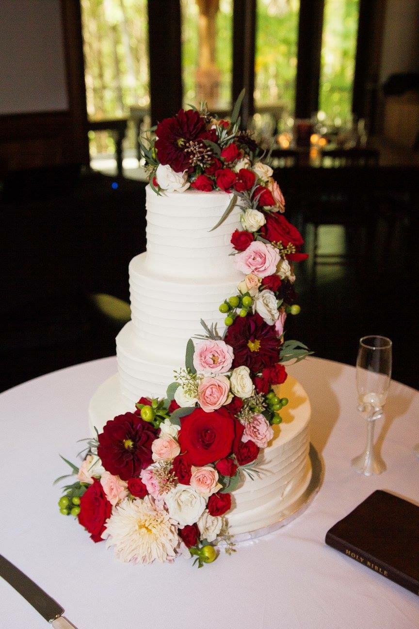 Red Rustic Wedding Cake