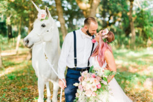 Unicorn-Inspired Wedding Bride and Groom