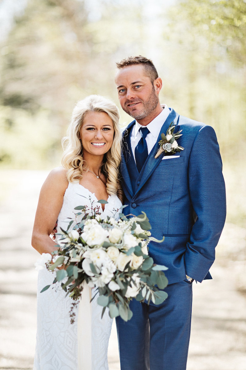 Bride and groom at barn wedding at Spring Creek Ranch in Tennessee