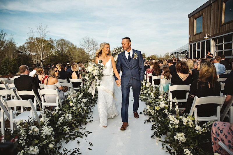 Bride and groom at at barn wedding at Spring Creek Ranch in Tennessee