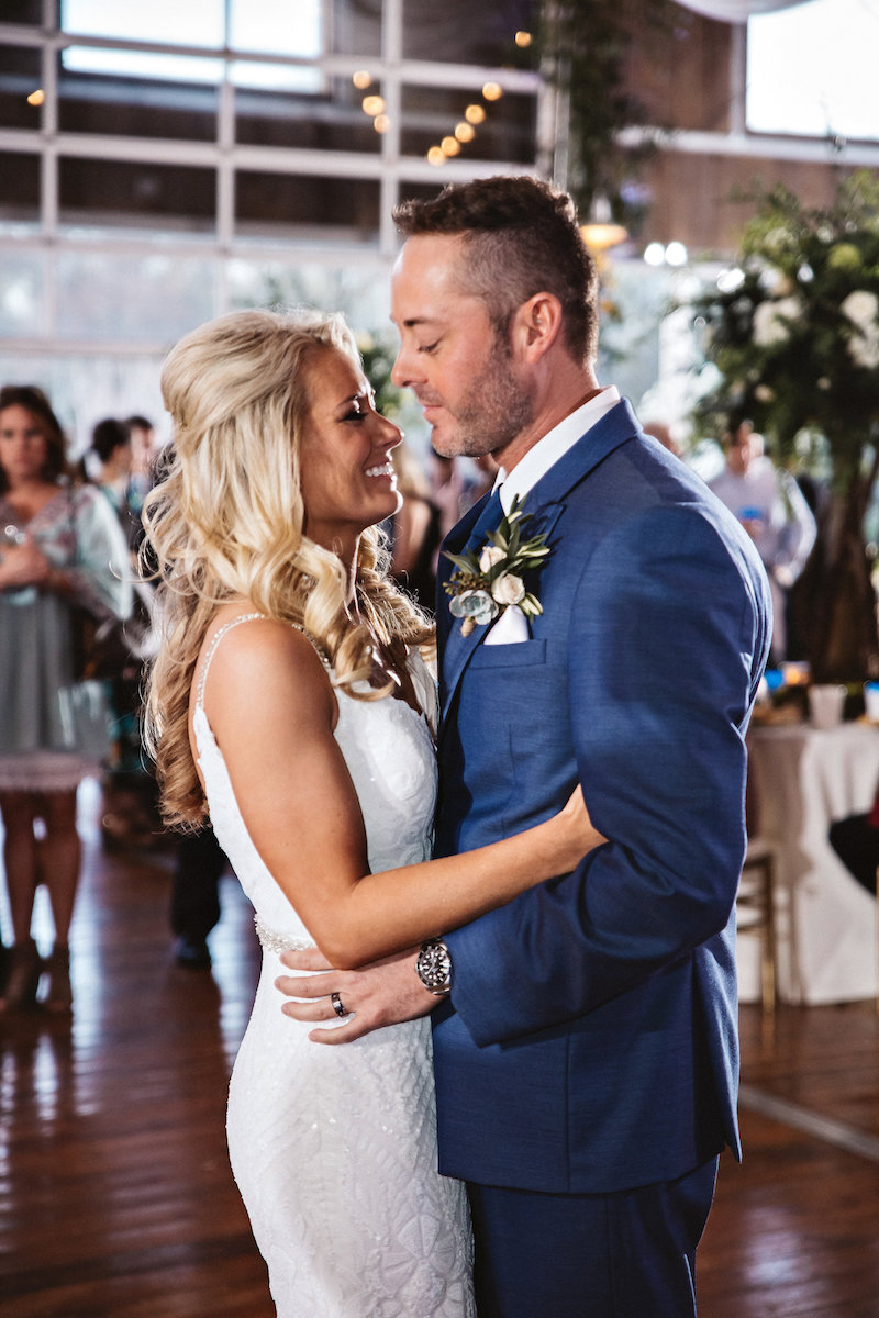 Bride and groom first dance at barn wedding at Spring Creek Ranch in Tennessee