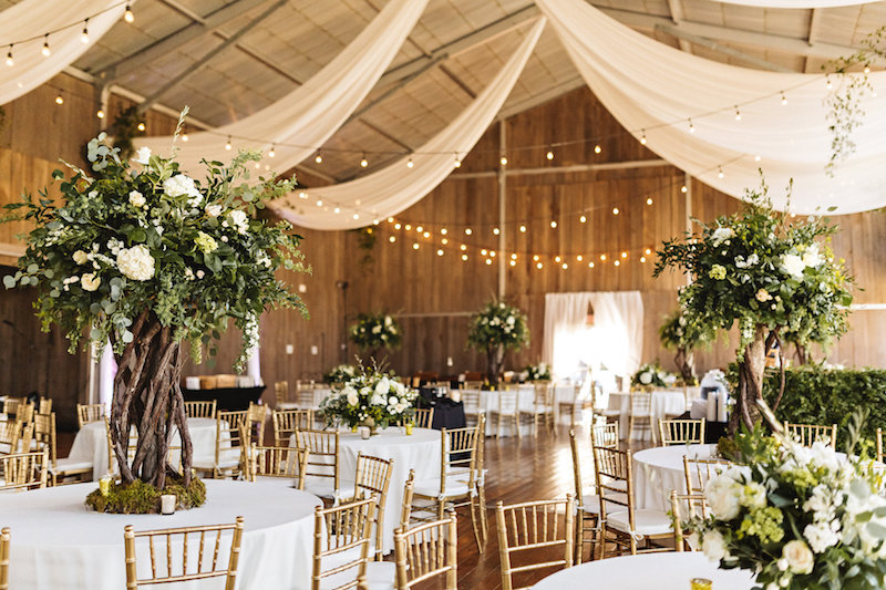 Wedding reception at barn wedding at Spring Creek Ranch in Tennessee